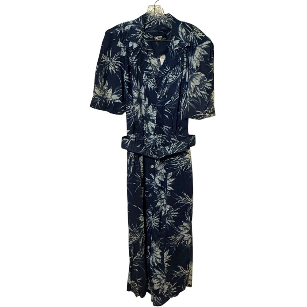 Vintage Dawn Joy Fashions Made in the USA Size 13/14 Floral Belted Shirt Dress